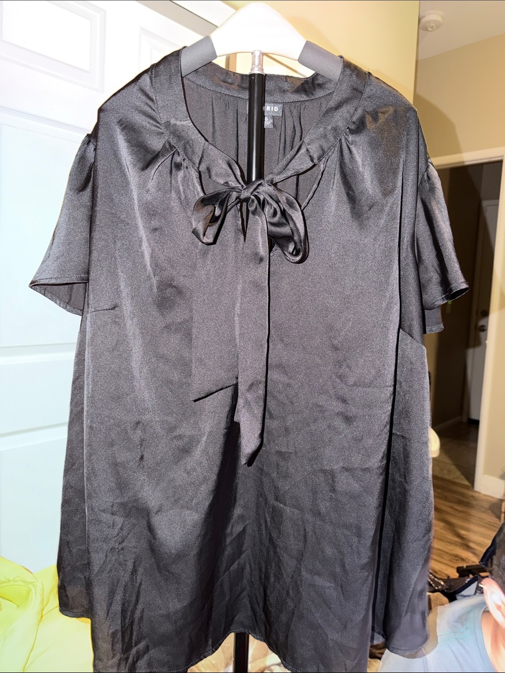 B31 torrid Black Satin Tie-Neck Blouse